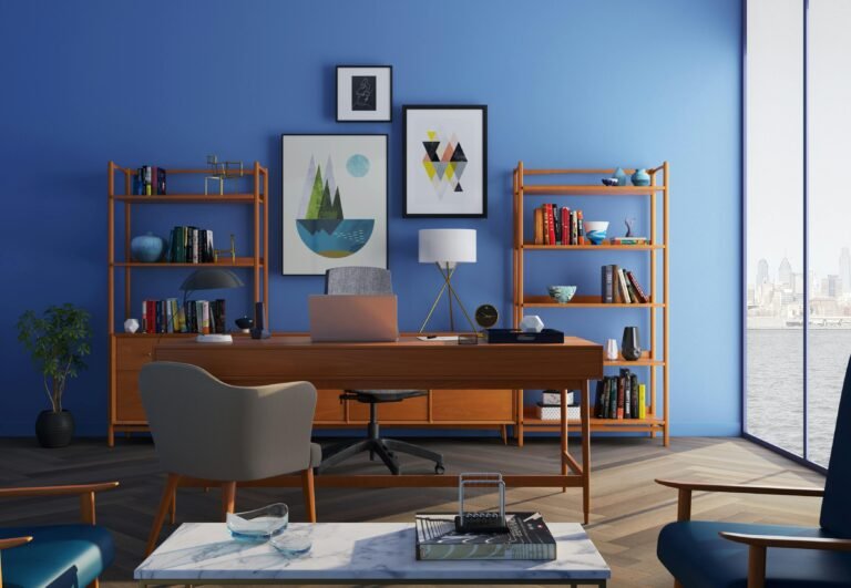 Home Office Setup, office chair, desk, laptops